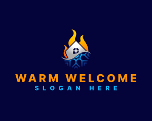 House Heating Cooling logo design