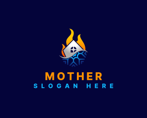 Hot - House Heating Cooling logo design