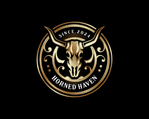 Bull Horn Skull logo design