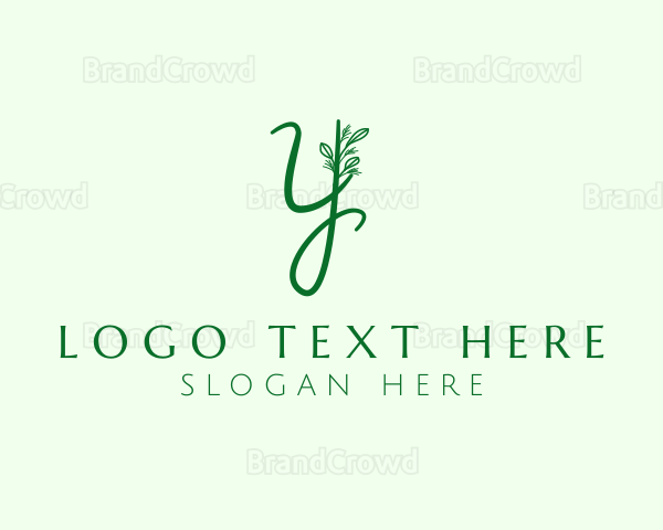 Natural Elegant Leaf Letter Y Logo