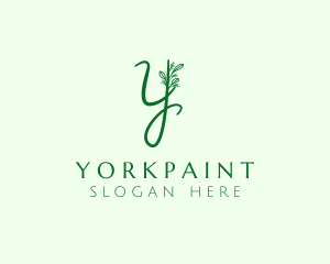 Natural Elegant Leaf Letter Y logo design