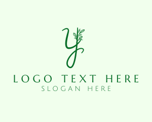 Green - Natural Elegant Leaf Letter Y logo design