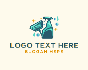Disinfection - Broom Disinfection Cleaning logo design