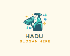 Mop - Broom Disinfection Cleaning logo design