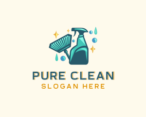 Broom Disinfection Cleaning logo design