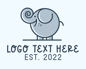 Gray - Cute Round Elephant logo design