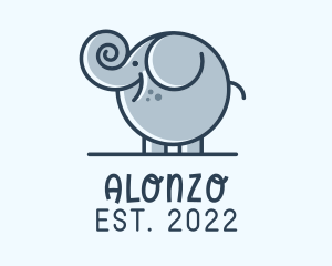 Cute Round Elephant logo design