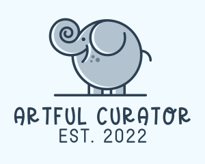 Cute Round Elephant logo design