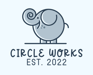 Round - Cute Round Elephant logo design