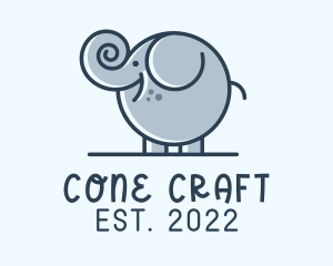 Cute Round Elephant logo design