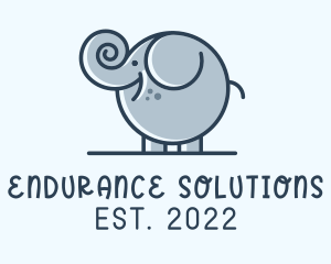 Cute Round Elephant logo design