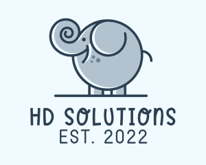 Cute Round Elephant logo design