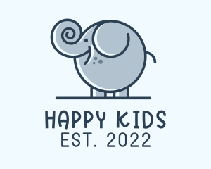 Cute Round Elephant logo design