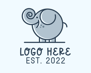 Cute Round Elephant logo design