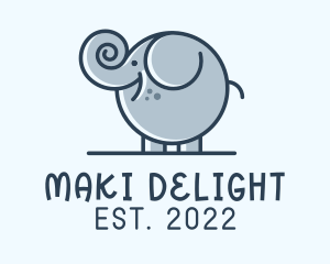 Cute Round Elephant logo design