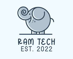 Cute Round Elephant logo design