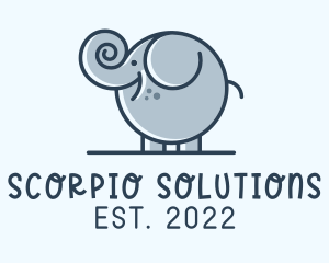 Cute Round Elephant logo design