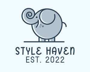Baby Elephant - Cute Round Elephant logo design