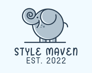 Cute Round Elephant logo design