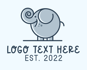 Round - Cute Round Elephant logo design