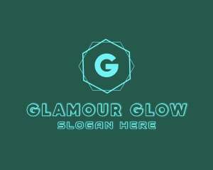 Tech Glowing Hexagon logo design