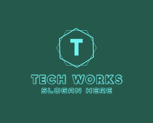 Tech Cyber Hexagon logo design