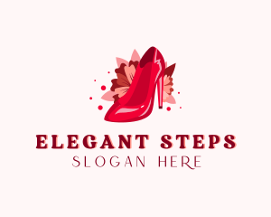 Floral High Heels Shoe logo design