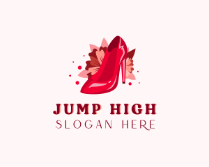 Floral High Heels Shoe logo design