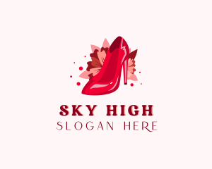 Floral High Heels Shoe logo design