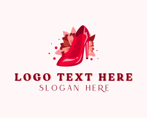 Fashion - Floral High Heels Shoe logo design