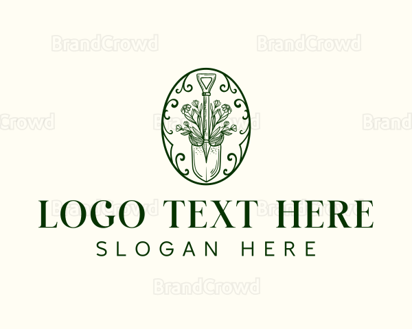 Shovel Floral Garden Logo