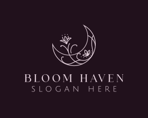 Moon Floral Bloom logo design