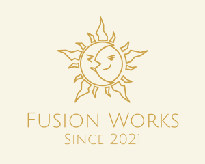 Merged Moon and Sun  logo design