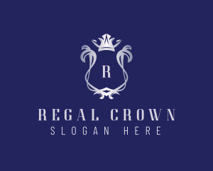 Crown Wreath Regal Shield logo design