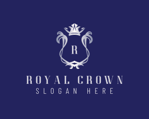 Crown Wreath Regal Shield logo design