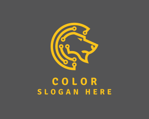 Feline - Yellow Lion Circuit logo design
