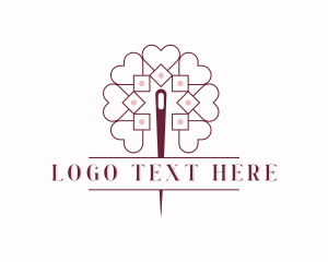 Quilting - Tailoring Sewing Needle Heart logo design