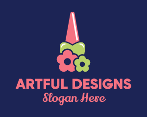 Cute Flower Nail Polish logo design