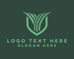 Environmental - Green Grass Shield logo design