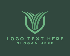 Grass Care - Green Grass Shield logo design