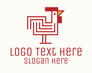 Hen - Red Maze Rooster logo design