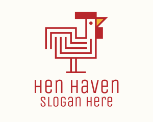 Red Maze Rooster  logo design