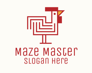 Red Maze Rooster  logo design