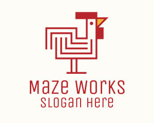 Red Maze Rooster  logo design