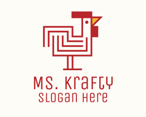Chick - Red Maze Rooster logo design