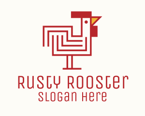 Red Maze Rooster  logo design