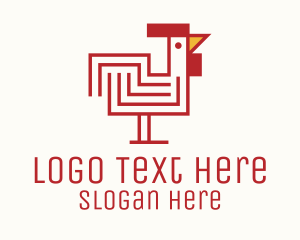 Coop - Red Maze Rooster logo design