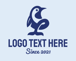 Emperor Penguin - Blue Wild Penguin logo design