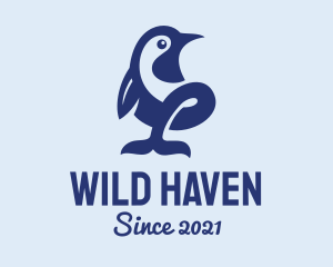 Blue Wild Penguin  logo design