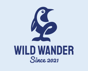 Blue Wild Penguin  logo design